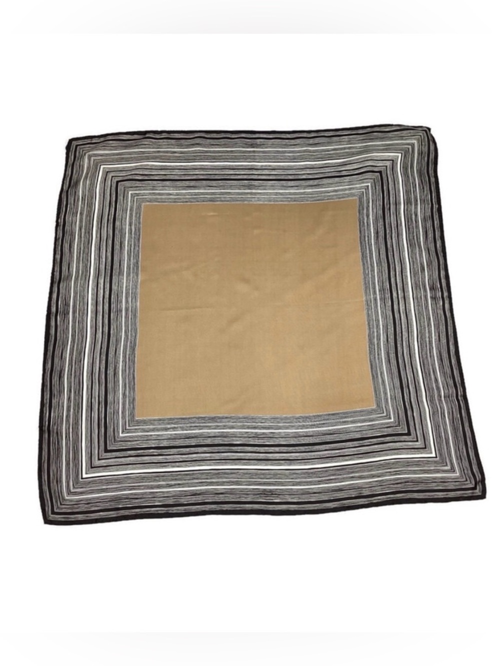 Vintage Baar & Beards Inc. Silk Scarf Black, White & Tan